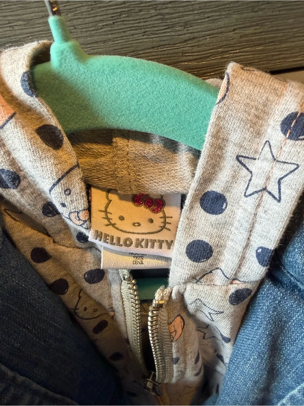 Hello Kitty By Sanrio Blue Denim Jacket with Pink Accents Size 4 Like New